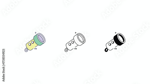 Torch icons vector set color line glyph line icons stock illustration