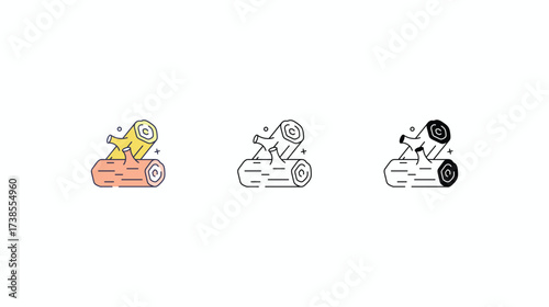 Wood icons vector set color line glyph line icons stock illustration