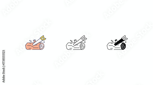 Wood Cutting icons vector set color line glyph line icons stock illustration