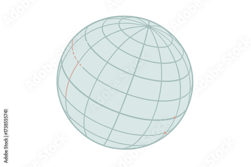 Isometric Globe Illustration. Isometric vector illustration set meridian longitude latitude grid: tilted globe with parallels,