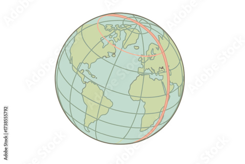 Isometric Globe Illustration. Isometric vector illustration set meridian longitude latitude grid: tilted globe with parallels,