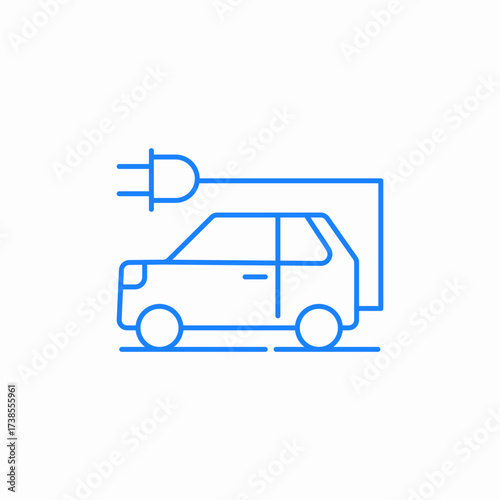 electric vehicle charging from the power grid icon sign vector