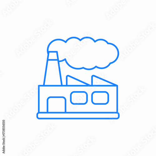 factory or plant with smoking chimney icon sign vector