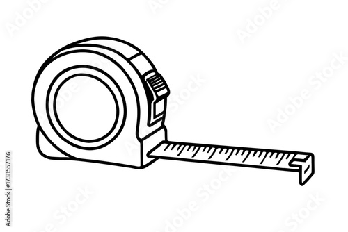 Simple Outline Retractable Tape Measure Tool Vector Icon
