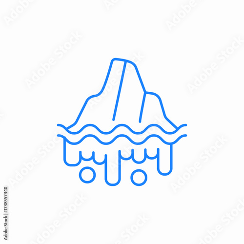 iceberg melting in water global warming polar ice melt icon sign vector
