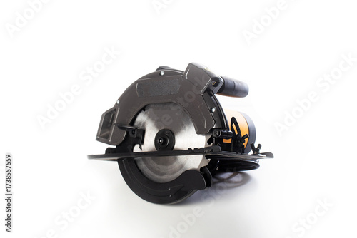 Wallpaper Mural A powerful electric hand-held circular saw isolated on a white background, close-up. Woodworking tool. Torontodigital.ca