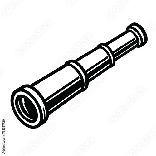 Vintage Spyglass or Monocular Telescope Icon Vector - Classic Symbol for Adventure, Exploration, and Observation