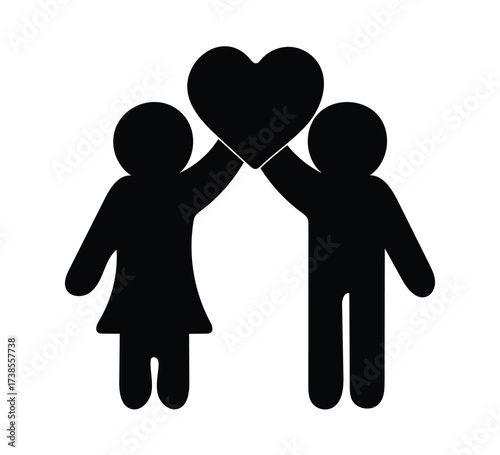 Silhouette of Affection: A simple yet evocative silhouette portrays two figures, united in their shared devotion as they raise a heart.