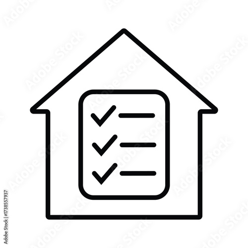 Home Checklist: A stylized illustration features a simple house silhouette with a checklist inside, emphasizing home tasks, organization, and readiness.