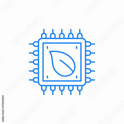 microchip with leaf green technology bioelectronics icon sign vector
