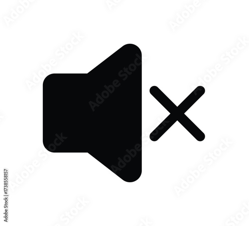 Mute Symbol: A stark, bold illustration of a muted speaker icon. Signifying silence, this simple yet powerful design is perfect for a range of applications