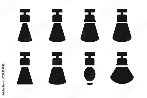Spotlight Beam Icons. Solid, filled icon set of spotlight beam shapes: narrow beam, wide beam, soft edge, hard edge, focused beam, diffused beam, spot beam,
