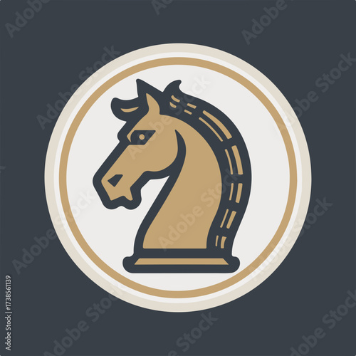 Chess Knight Strategy Icon in Flat Design