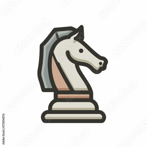 Strategic Chess Knight Icon in Flat Design