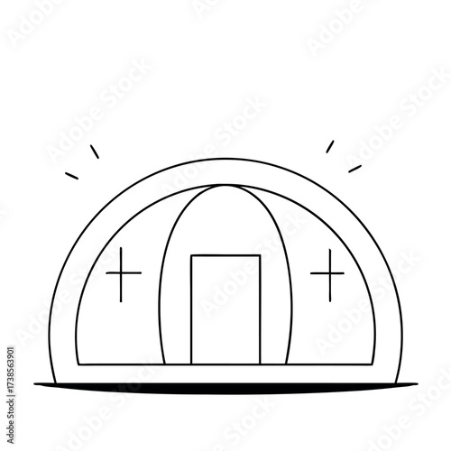 Emergency Field Hospital Tent Icon. Disaster Relief, Medical Shelter, or Humanitarian Aid Symbol.
