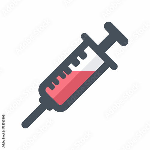 Medical Syringe Icon in Flat Design
