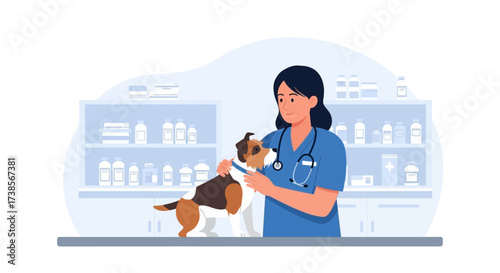 A Caring Veterinarian Examines A Beloved Pet Dog In A Modern Animal Clinic Providing Excellent Medical Care