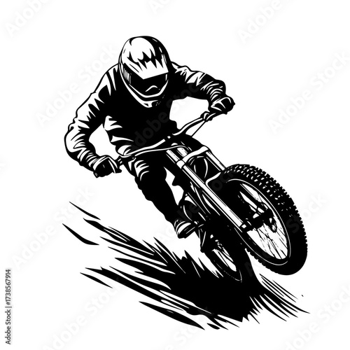 Vector motocross rider silhouette extreme sport illustration
