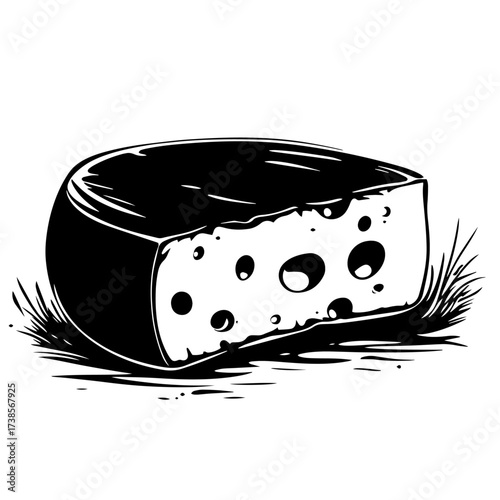 Vector cheese wedge silhouette dairy food illustration