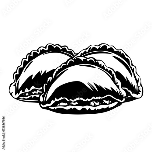 Vector dumplings silhouette traditional food illustration