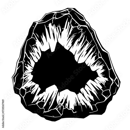 Vector geode crystal silhouette gemstone mineral illustration