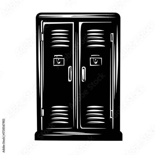 Vector locker cabinet silhouette storage furniture illustration