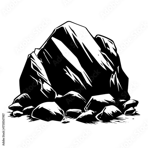Vector rock boulder silhouette stone nature illustration
