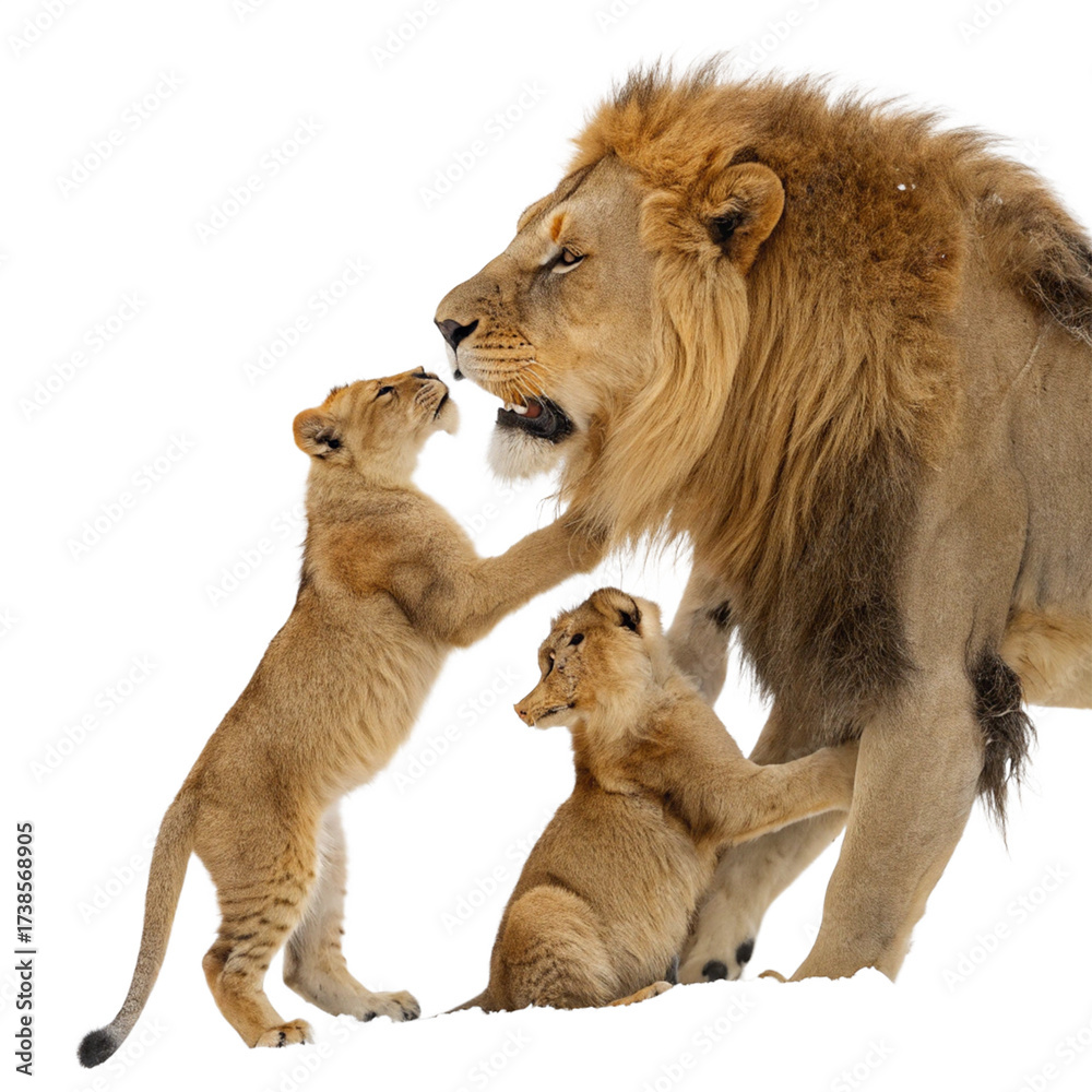 Obraz premium Majestic lion roaring powerfully, a symbol of strength and royalty perfect for impactful designs or wildlife projects that need a touch of raw power 