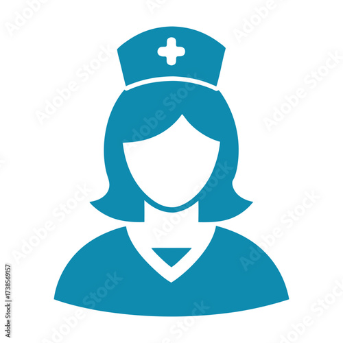 Nurse medical staff healthcare worker woman hospital uniform icon symbol clean vector illustration design