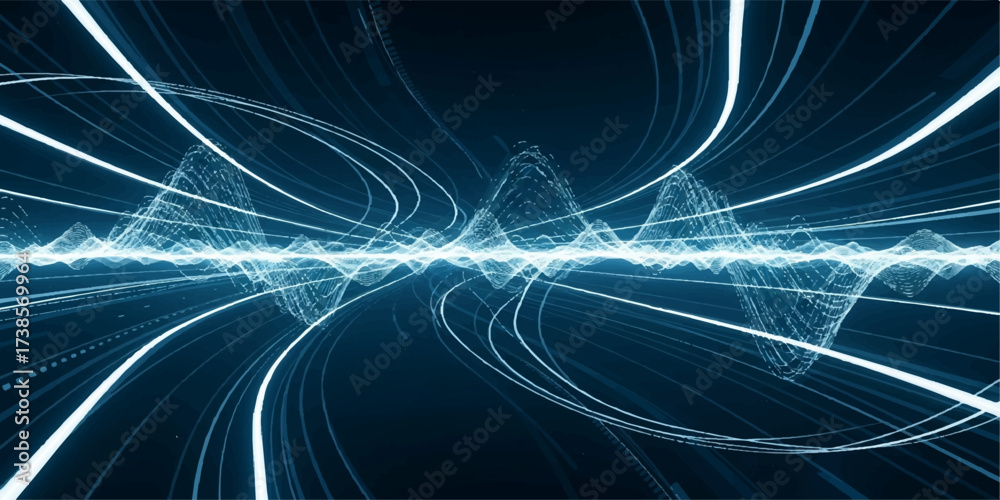 Obraz premium Abstract blue lines pattern with fractal light and motion wave design for a digital energy texture illustration