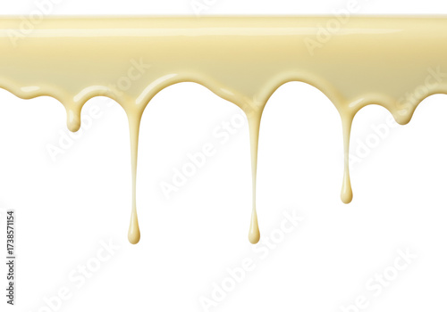 Canvas Print Creamy white chocolate sauce dripping isolated on transparent background, sweet