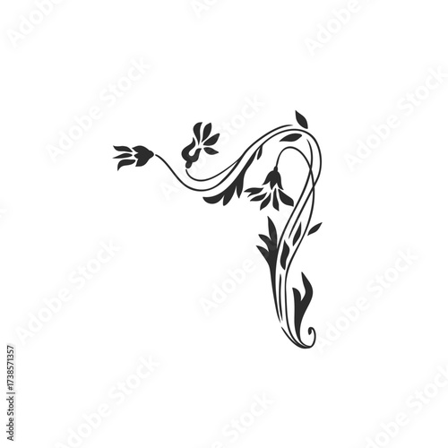 Hand drawn vector abstract outline,graphic,line vintage art nouveau ornament floral frame in calligraphic elegant modern style.Ornate floral vintage outline design concept.Vector frame elements.