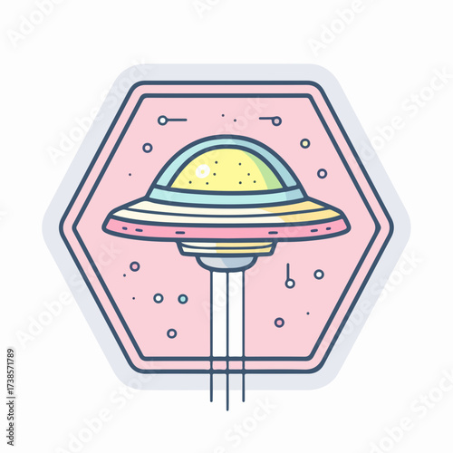 Minimalistic UFO Icon in Soft Colors
