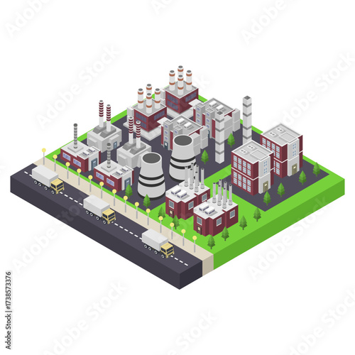 Nuclear energy power station isometric