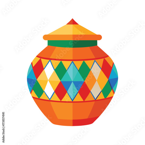 Decorative Pottery Pot With Colorful Mosaic Pattern