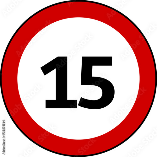 Speed limit 15 kmh traffic sign, Speed limit 15 sign
