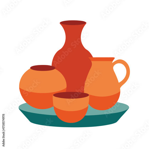 Glossy Ceramic Pottery Set With Modern Design