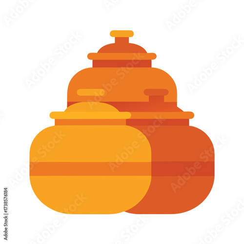 Illustration Of Stacked Pottery Jars