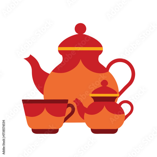 Pottery Tea Set In Traditional Asian Style