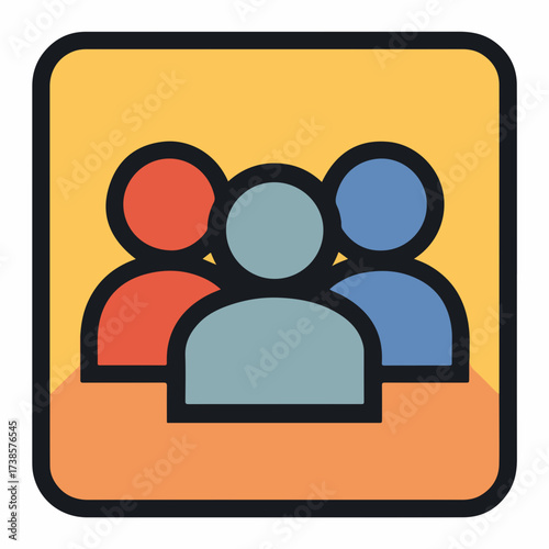 Simple People Group Icon in Flat Design