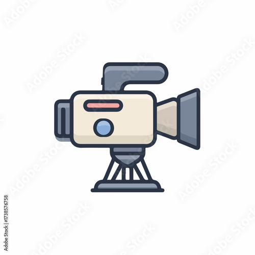 Minimalist Video Camera Icon in Flat Design