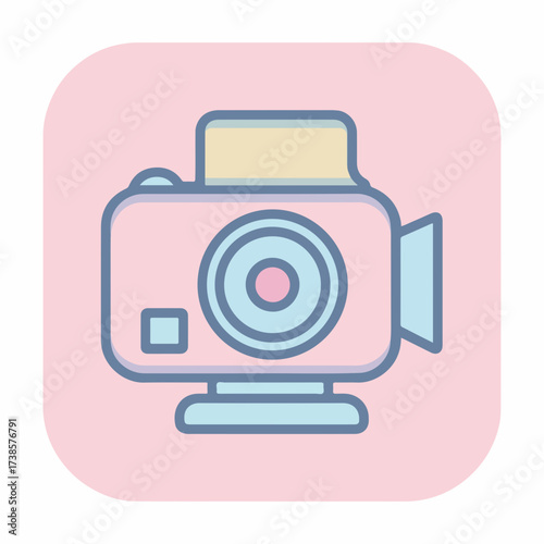 Minimalistic Video Camera Pictogram in Pastel