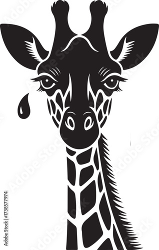 Grieving Giraffe Wildlife Vector Graphic