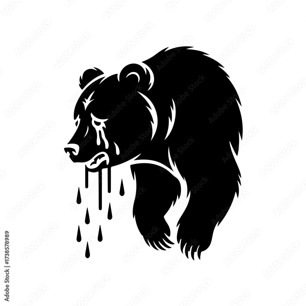 Fototapeta premium Grizzly Bear Silhouette with Tears