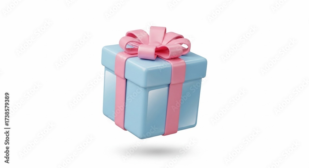 Obraz premium Gift Box with Ribbon: A beautifully rendered gift box, wrapped in a delicate ribbon, presents a sense of anticipation and joy.