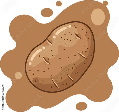 Simple Vector Illustration of a Potato in Dirt