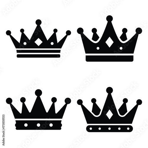 crown Icon set Vector Art, Icons and Graphics