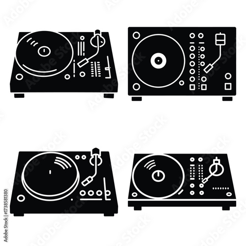 dj turntable Icon set Vector Art, Icons and Graphics