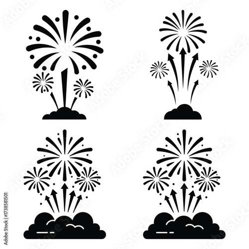 festival fireworks sky Icon set Vector Art, Icons and Graphics