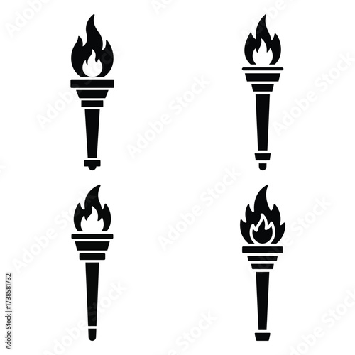 fire torch parade Icon set Vector Art, Icons and Graphics